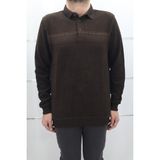 Santa Fistan Store Erkek Kahverengi Desenli Spor Kesim Normal Kalıp Polo Yaka Selanik Kumaşlı Kışlık Kazak - XL