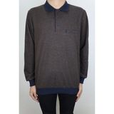 Santa Fistan Store Erkek Klasik Kesim Rahat Kalıp Tek Cepli Polo Yaka Selanik Battal Kışlık Kazak - Kahverengi - 3XL