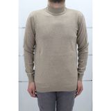 Santa Fistan Store Erkek Koyu Bej Düz Spor Kesim Normal Kalıp Yarım Balıkçı Yaka Kışlık Yünlü Kazak - 2XL