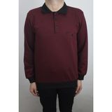 Santa Fistan Store Erkek Kuş Gözü Desenli Klasik Kesim Rahat Kalıp Polo Yaka Tek Cepli Kışlık Kazak - Bordo - 2XL