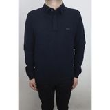 Santa Fistan Store Erkek Lacivert Düz Spor Kesim Normal Kalıp Polo Yaka Selanik Kumaşlı Kışlık Kazak - XL