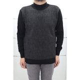 Santa Fistan Store Erkek Siyah Desenli Spor Kesim Rahat Kalıp Yarım Balıkçı Yaka Kışlık Yünlü Kazak - XL