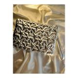 SANTA FLEX YILDIZ DİKİŞLİ SILVER CLUTCH RUGAN DOKULU PARLAK KADIN ÇANTA