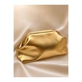 SANTA FLEX ZİNCİR ASKILI PARLAK SUNİ DERİ DETAYLI GOLD CLUTCH EL ÇANTASI