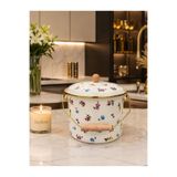 Santara ACAR PETIT FLEUR SERİSİ EMAYE GÖVDELİ AHŞAP SAPLI VE KAPAKLI BAKRAÇ 4,5 LİTRE