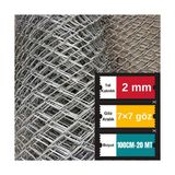 Santas 2 mm Tel Kalınlığı 7×7 cm Göz ( 100 cm -20METRE )Galvanizli Helezon Bahçe Çit Tel Örgü