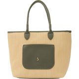 Santini Collection Kadın Çanta Omuz Çantası Hasır Çanta Kol Çantası Günlük Büyük Boy Yazlık Tote Çanta Fermuarlı Haki – Aveline Tote
