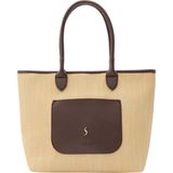 Santini Collection Kadın Çanta Omuz Çantası Hasır Çanta Kol Çantası Günlük Büyük Boy Yazlık Tote Çanta Kahverengi– Aveline Tote