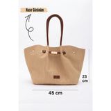 Santini Collection Kadın Çanta Omuz Çantası Hasır Çanta Kol Çantası Günlük Büyük Boy Yazlık Tote Çanta Taba – Valencia Tote