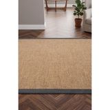 Santiva Home Monaliza Sisal Halı Biyeli Kahve Kumaş Biyeli Robot Süpürgeye Uygun Jüt Hav Toz Vermez Kolay Temizlenir Halı Yolluk Hasır - Bej - 80 x 150 cm