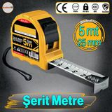 Şantiye Şerit Metre Darbeye Dayanıklı Kilitli 5 Metre X 25 Mm Oto Kilitli Mezura Ölçüm Aleti