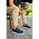Santoni Kaliteli Şık Erkek Spor Ayakkabı Siyah-Mavi SIYAH/MAVI
