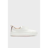 Santoni Logolu Deri Kalın Tabanlı Slip-On Sneaker Ayakkabı Erkek Ayakkabı MBCD21995BARTLLDI50 - Beyaz