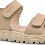 Santos Çift Cırtlı Hakiki Deri Unisex Çocuk Sandalet Bej Rengi