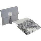 Şantuk Keseli Tafta Seccade ve Inci Vavlı Tesbih Set , Taşınabilir Namaz Seti, Hediye Seti - Gri - 120 x 70 cm
