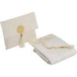 Şantuk Keseli Tafta Seccade ve Inci Vavlı Tesbih Set , Taşınabilir Namaz Seti, Hediye Seti - Krem - 120 x 70 cm