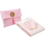 Şantuk Keseli Tafta Seccade ve Inci Vavlı Tesbih Set , Taşınabilir Namaz Seti, Hediye Seti - Pembe - 120 x 70 cm