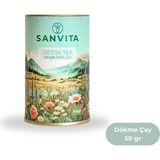 Sanvita Detox Tea – Yeşil Çay, Mate ve Karahindiba Karışımı | Meyve Aromalı Bitki Çayı 50 gr