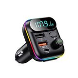 Sanxup Araç için Bluetooth Adaptörü, Kablosuz FM Radyo Verici, Kablosuz Bluetooth 5.0, MP3 Müzik Çalar, QC3.0 + PD 20W USB Araç Şarj Cihazı, 7 Renk LED Arkadan Aydınlatmalı