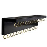 SANY DAYO HOME 30 Kancalı Siyah Kolye Tutucu Takı Düzenleyici, 15 x 3 x 4 inç Duvara Monte Rustik Çam Ahşap Raf Kolye, Saç Yay Depolama