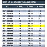 Sap 12mm R6 Balık Sırtı / Radüs Bıçağı