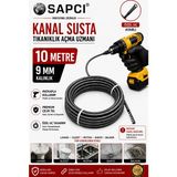 Sapcı Premium 10 Metre 9mm Özel Seri Matkaplı Kullanım Lavabo Mutfak Banyo Gider Açıcı Kanal Susta