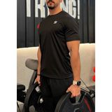 Sapeur Erkek Spor Tişört- Slim Fit Antrenman Üstü - 2XL - Siyah