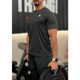 Sapeur Erkek Spor Tişört- Slim Fit Antrenman Üstü - Gri