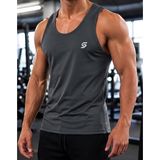 Sapeur Erkek Sporcu Atlet - Nefes Alabilir Fit Kesim, Gym & Fitness Tanktop - 2XL - Gri