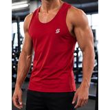 Sapeur Erkek Sporcu Atlet - Nefes Alabilir Fit Kesim, Gym & Fitness Tanktop - 2XL - Kırmızı - Kırmızı