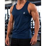 Sapeur Erkek Sporcu Atlet - Nefes Alabilir Fit Kesim, Gym & Fitness Tanktop - 2XL - Lacivert