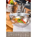Saphire 26 Cm Paslanmaz Çelik Saplı Cam Kapaklı Tava Sap-4790 Indüksiyon Tabanlı