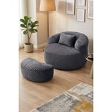 Sapien Home Sapıen Home Relax Berjer ve Puf Koltuk Takımı - Kitap Okuma Tv Koltuğu - Antrasit