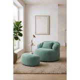 Sapien Home Sapıen Home Relax Berjer ve Puf Koltuk Takımı - Kitap Okuma Tv Koltuğu - Mint