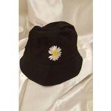 Şapka Bucket Şapka Balıkçı Kova Şapka Unisex Yuvarlak Şapka Papatya İşlemeli
