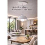 Şapka Form Beton Görünümlü Sarkıt Avize Beyaz Modern Tavan Aydınlatma - 1