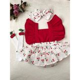 Şapka Kids Kız Bebek Kiraz Slopet Bandana ve Çorap Set10 - 9 Ay - 4BY-Kırmızı