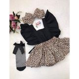 Şapka Kids Kız Bebek Leopar Slopet Bandana ve Çorap Set10 - 15 - 18 Ay - 0TB-Siyah