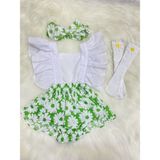Şapka Kids Kız Bebek Slopet Yeşil Çiçek Bandana ve Çorap Set10 - 7 - 8 Ay - 11H-Yeşil