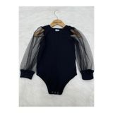 ŞAPKAKİDS Kız Bebek Siyah Kolları Tül Çıtçıtlı Body