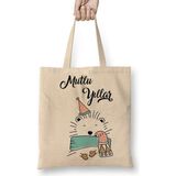Şapkalı Ayıcık Ile Mutlu Yıllar Bez Çanta Uzun Saplı - Açık Bej - 40 X 40