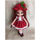 Şapkalı Kiraz Bebek Amigurumi Organik Oyuncak