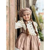 Şapkalı Retro Krem Vintage Kız Bebek Elbise,doğum Günü Elbise,fotoğraf Çekim Elbise,0-12 Yaş Uygun - 0 - 3 Ay