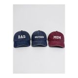 ŞapkaMania Dad & Mom & Brother Kolej Fontlu 3'lü Yıkamalı Lacivert Bordo Beyzbol Kep