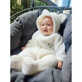 Şapkası Astarlı, Patikli Peluş Bebek Tulum - Ekru - 6 - 9 Ay