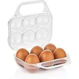 Saplı 6'lı Yumurta Taşıma Kutusu, Plastik Buzdolabı İçin Yumurtalık Pikniklik Pratik Yumurta Taşıma Kabı (Şeffaf, 1 Adet)