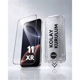 [SAPPHIRE CAM,KOLAY UYGULAMA SET] iPhone 11,XR ile Tam Uyumlu EXTRA HD,Safir Cam,Otomatik Aparat Seti,Ahize Korumalı,Tam Kaplayan, İnce Çerçeve,iPhone Ekran Koruyucu
