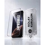 [SAPPHIRE CAM,KOLAY UYGULAMA SET] iPhone 14PROMAX ile Tam Uyumlu EXTRA HD,Safir Cam,Otomatik Aparat Seti,Ahize Korumalı,Tam Kaplayan, İnce Çerçeve,iPhone Ekran Koruyucu