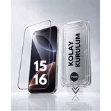 [SAPPHIRE CAM,KOLAY UYGULAMA SET] iPhone 15,16 ile Tam Uyumlu EXTRA HD,Safir Cam,Otomatik Aparat Seti,Ahize Korumalı,Tam Kaplayan, İnce Çerçeve,iPhone Ekran Koruyucu