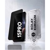 [SAPPHIRE CAM,KOLAY UYGULAMA SET] iPhone 15PRO ile Tam Uyumlu HAYALET EXTRA HD,Safir Cam, Aparat Seti,Ahize Korumalı,Tam Kaplayan, İnce Çerçeve,iPhone Ekran Koruyucu